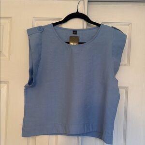 Blue Sleeveless Boxy Top Brazilian